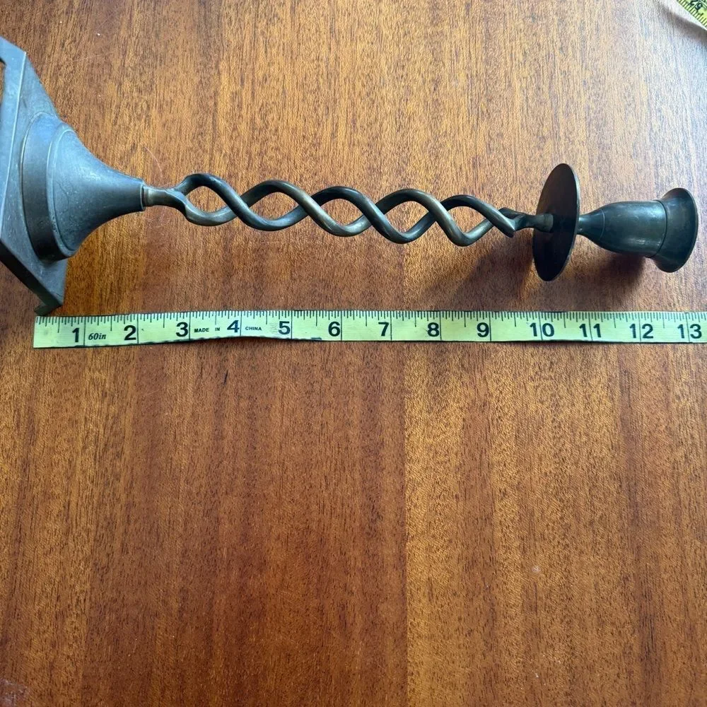 Vintage MCM Twist Brass Candlestick Holder 12.5